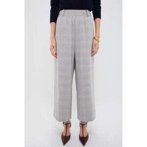 TUCKERNUCK Gray Plaid Cropped Flare Carlton Pants Size L NWT